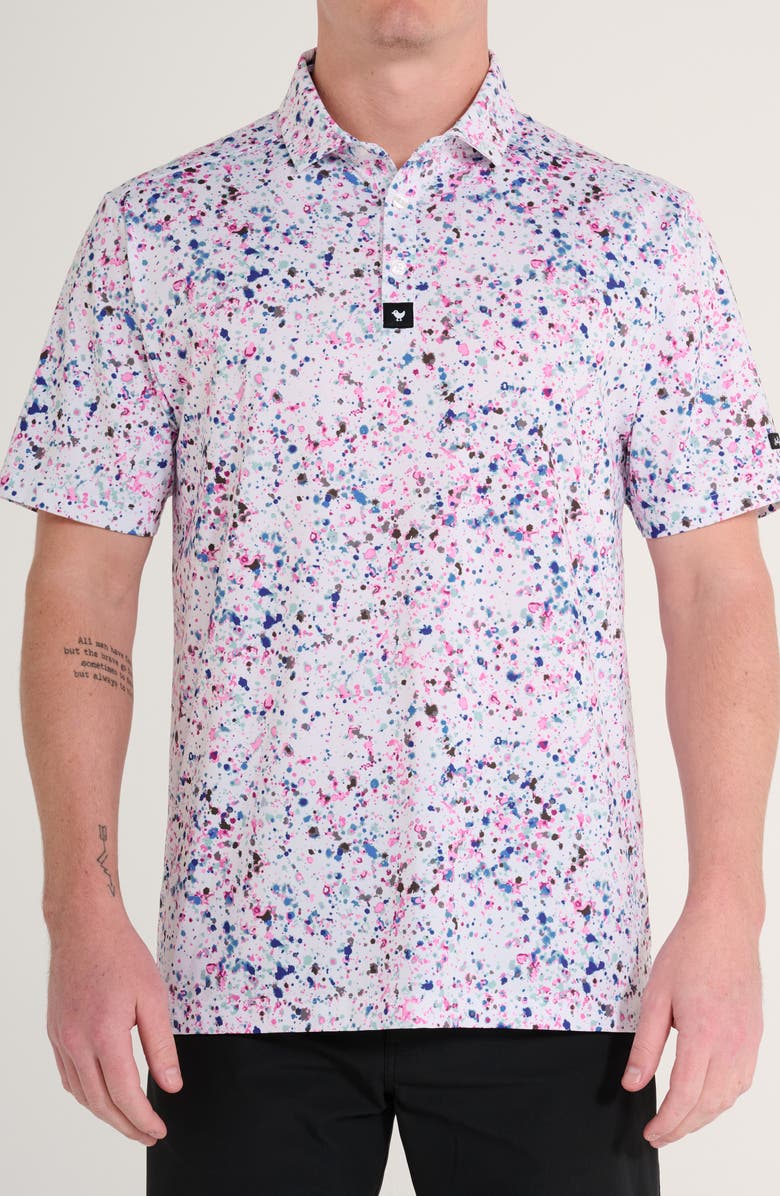 Bad Birdie Core Paint Splatter Performance Golf Polo, Main, color, Paint Splatter