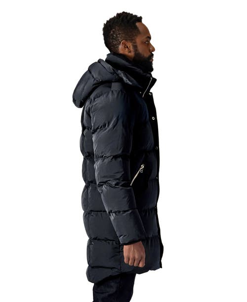 Woodpecker Penguin Long Length Quilted Coat In Black