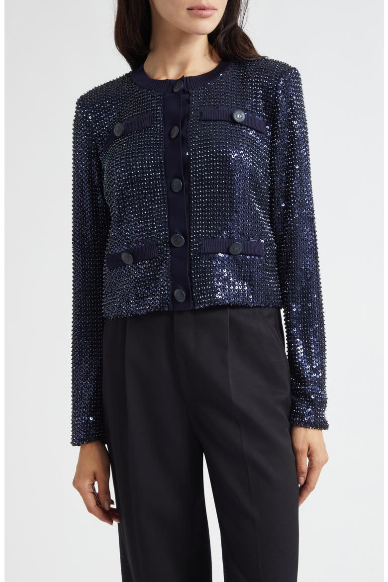 Anna Sequin Jacket, Main, color, NAVY BEADED MESH