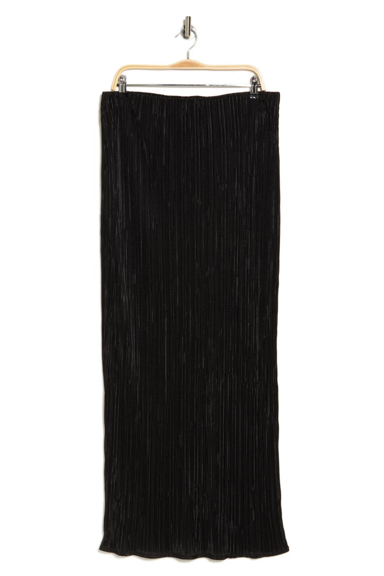 Plissé Maxi Skirt, Alternate, color, BLACK