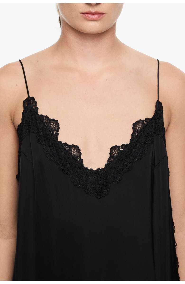 Bimba y Lola Satin Dress With Lace, Alternate, color, Black