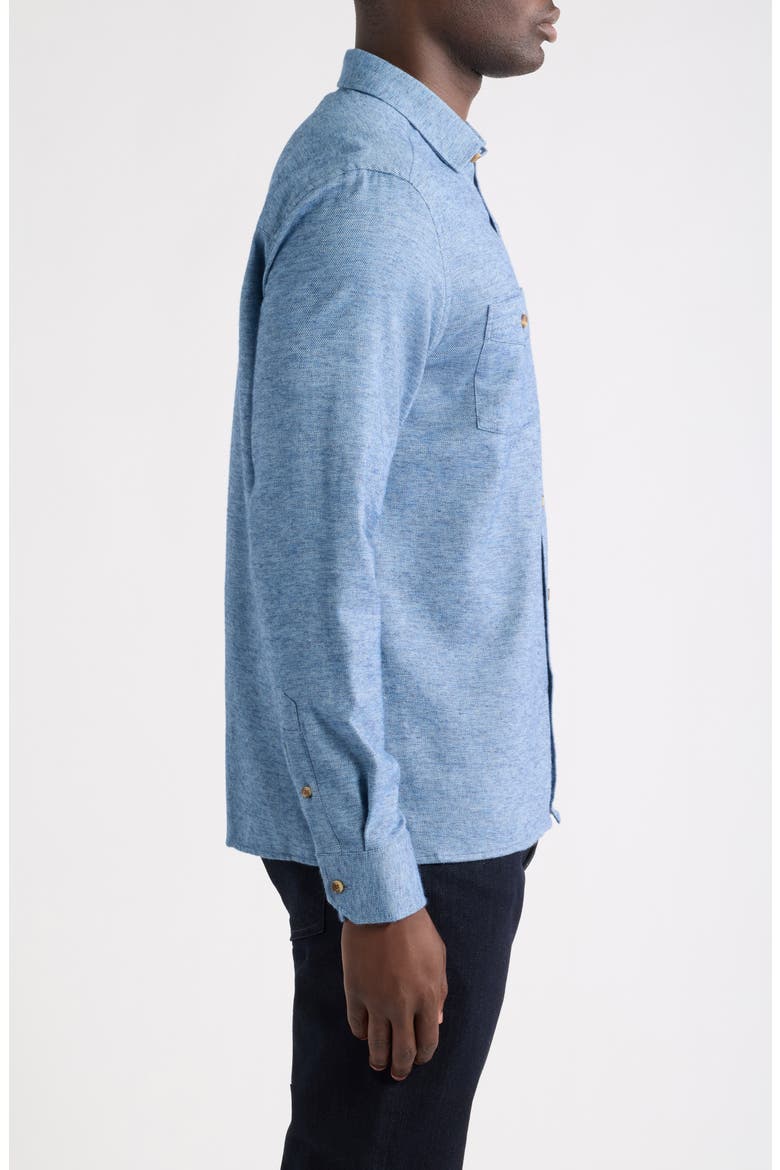 Heathered Cotton Button-Up Shirt, Alternate, color, BLUE