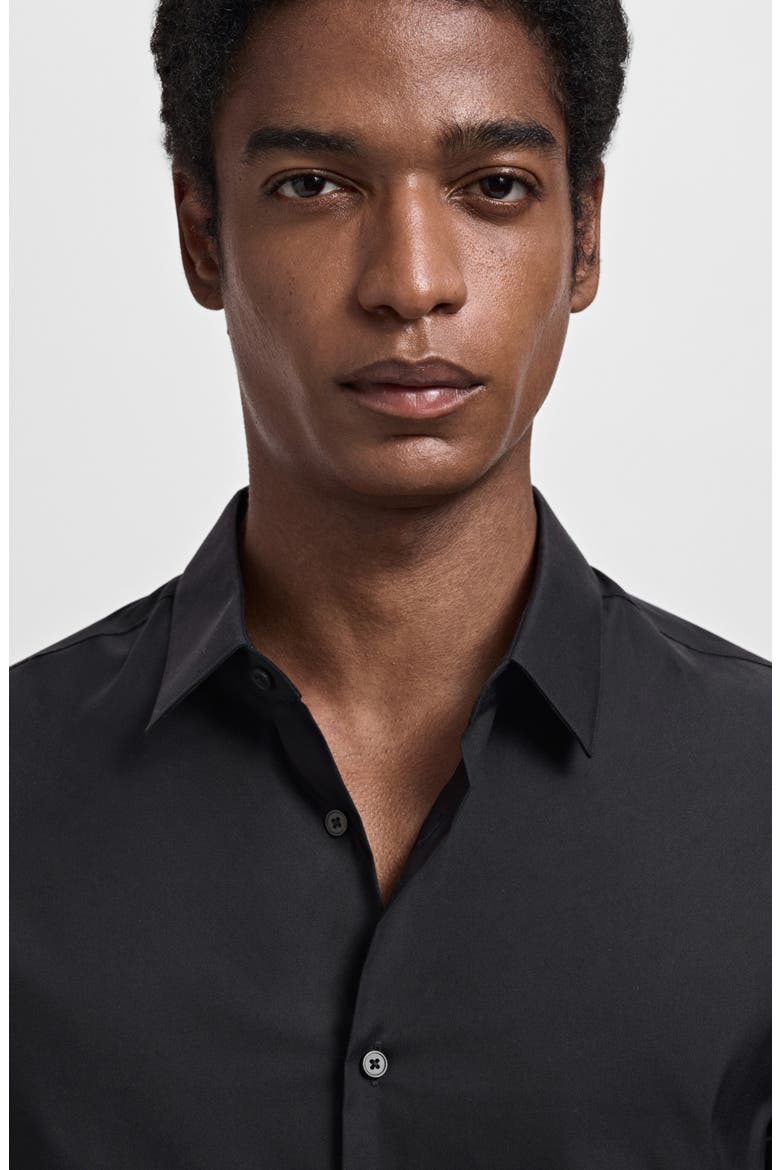 Slim Fit Cotton Button-Up Shirt, Alternate, color, BLACK