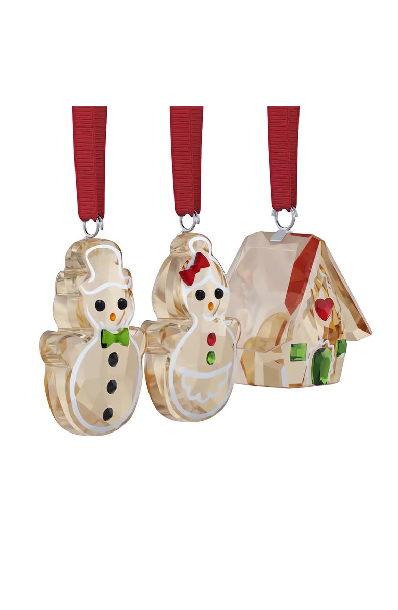 Swarovski Holiday Cheers Set of 3 Crystal Gingerbread Ornaments, Alternate, color, White