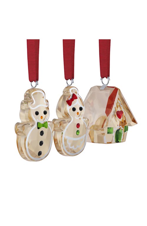 Swarovski Holiday Cheers Set Of 3 Crystal Gingerbread Ornaments In Brown