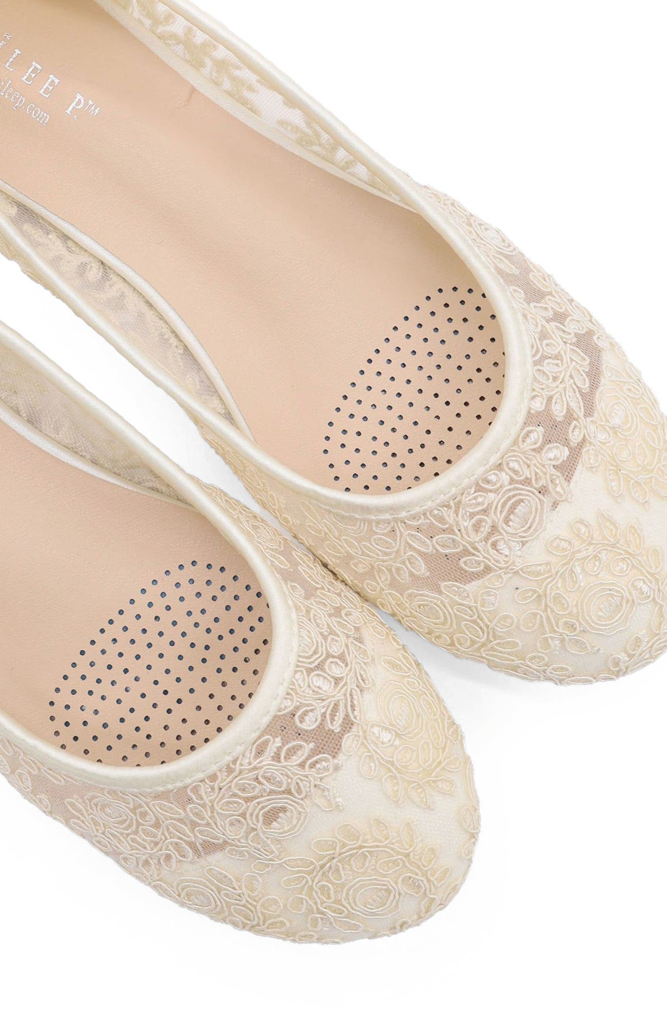 Baba Crochet Lace Ballet Flats, Alternate, color, Ivory