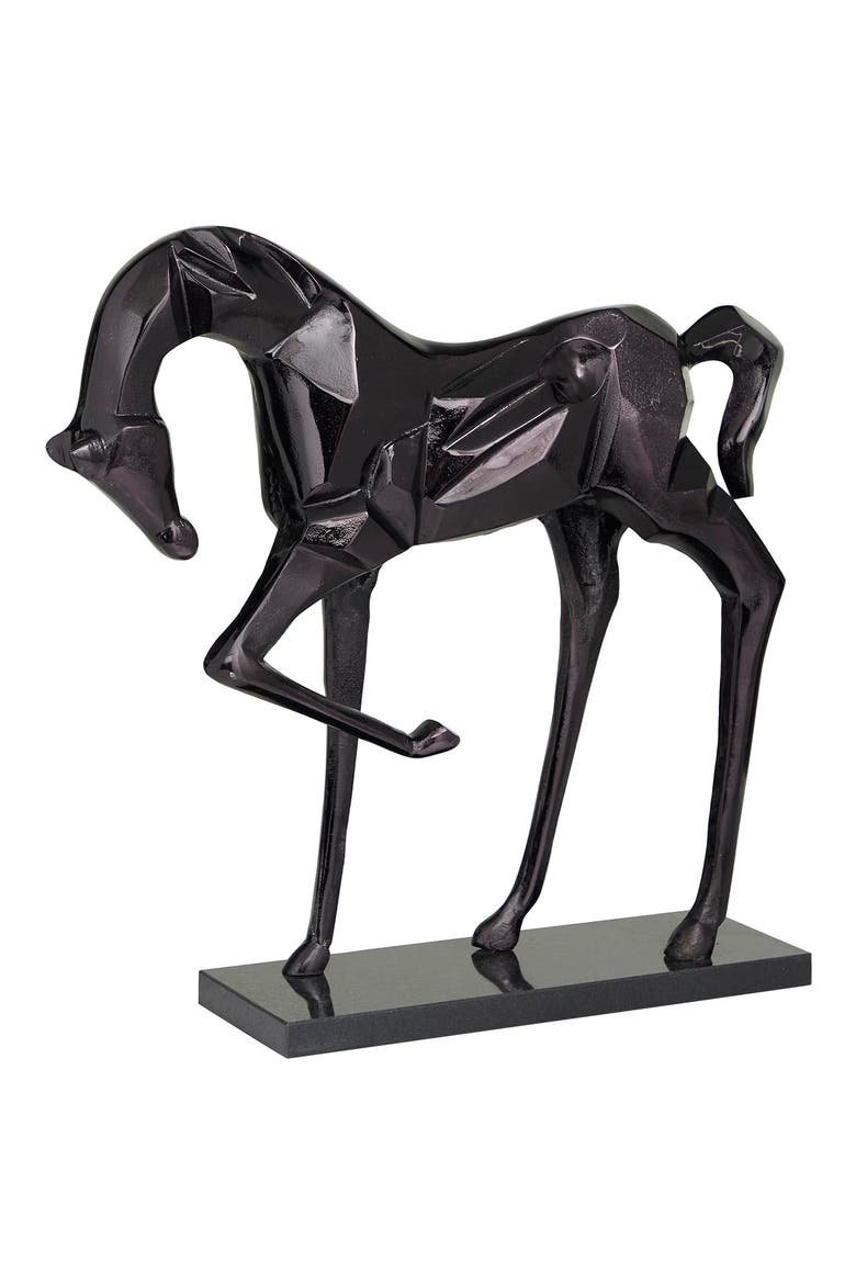 Black Aluminum Contemporary Horse Sculpture, Main, color, BLACK