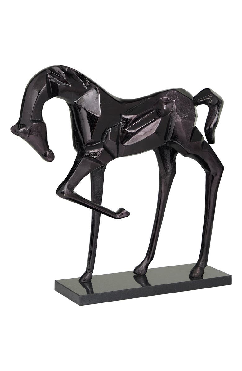 VIVIAN LUNE HOME Black Aluminum Contemporary Horse Sculpture, Main, color, 