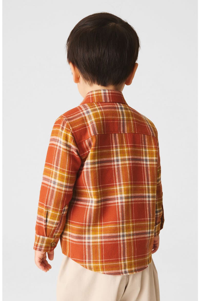 Kids' Bear Emblem Plaid Shirt, Alternate, color, ORANGE