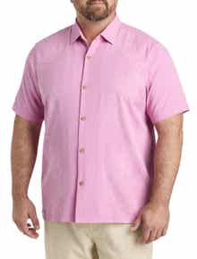 Bali Border Floral Jacquard Short Sleeve Silk Button-Up Shirt