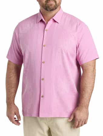 Bali Border Floral Jacquard Short Sleeve Silk Button-Up Shirt