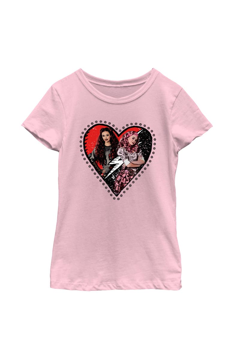 Descendants: The Rise of Red Girl's Descendants The Rise of Red Bridget and Daughter Photo Heart Graphic T-Shirt, Main, color, Light Pink