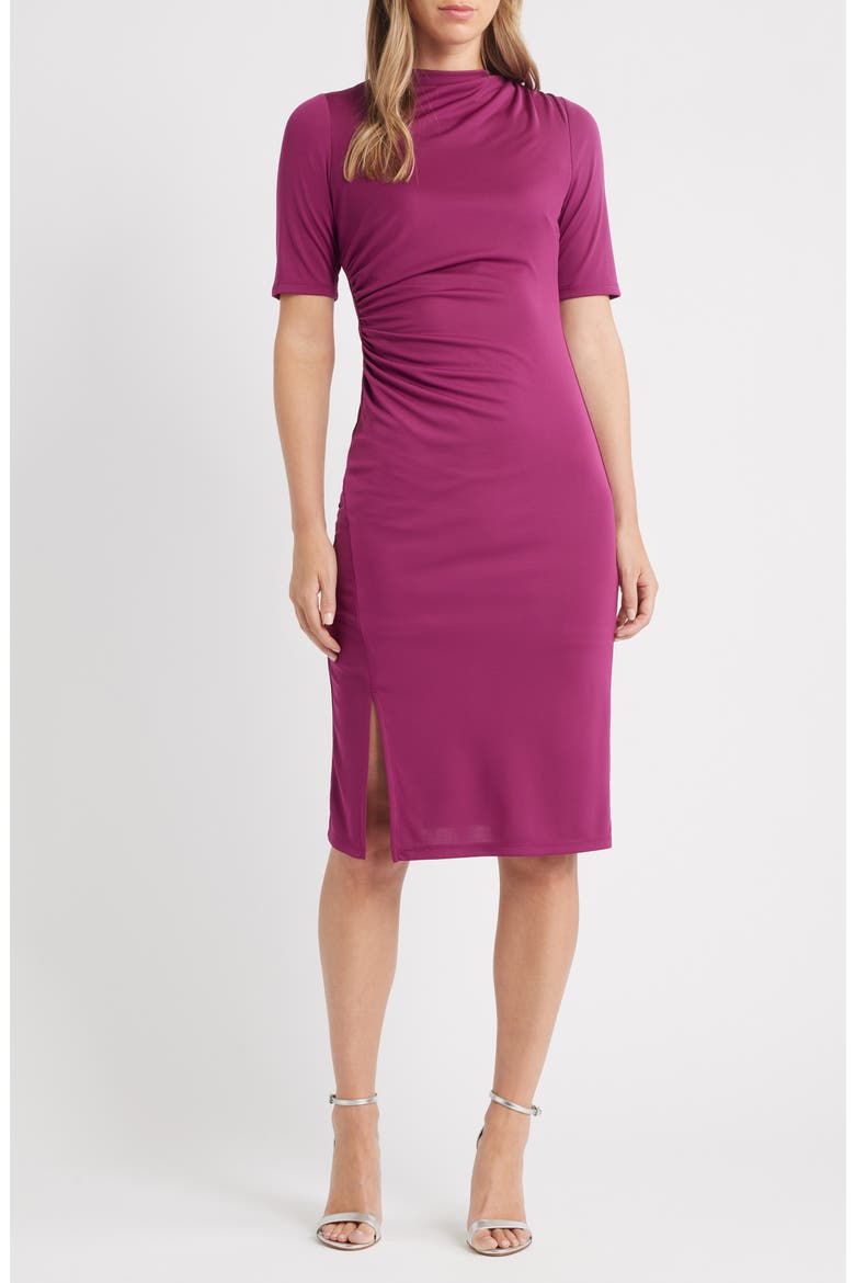 Ruched Body-Con Dress, Main, color, MULBERRY WINE