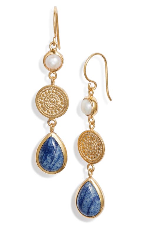 Anna Beck Dumortierite Drop Earrings in Gold 