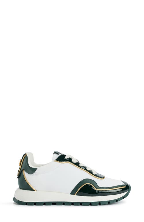 Donna Karan Women's Binx Lace Up Sneakers In White/forest Green