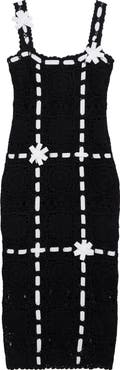 Carolina Herrera Ribbon Detail Crochet Midi Dress