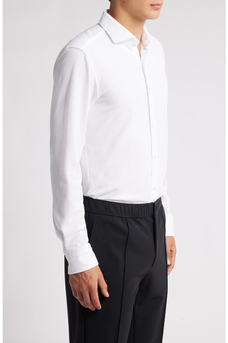 Hank Slim Fit Solid Performance Cotton Piqué Dress Shirt, Alternate, color, WHITE