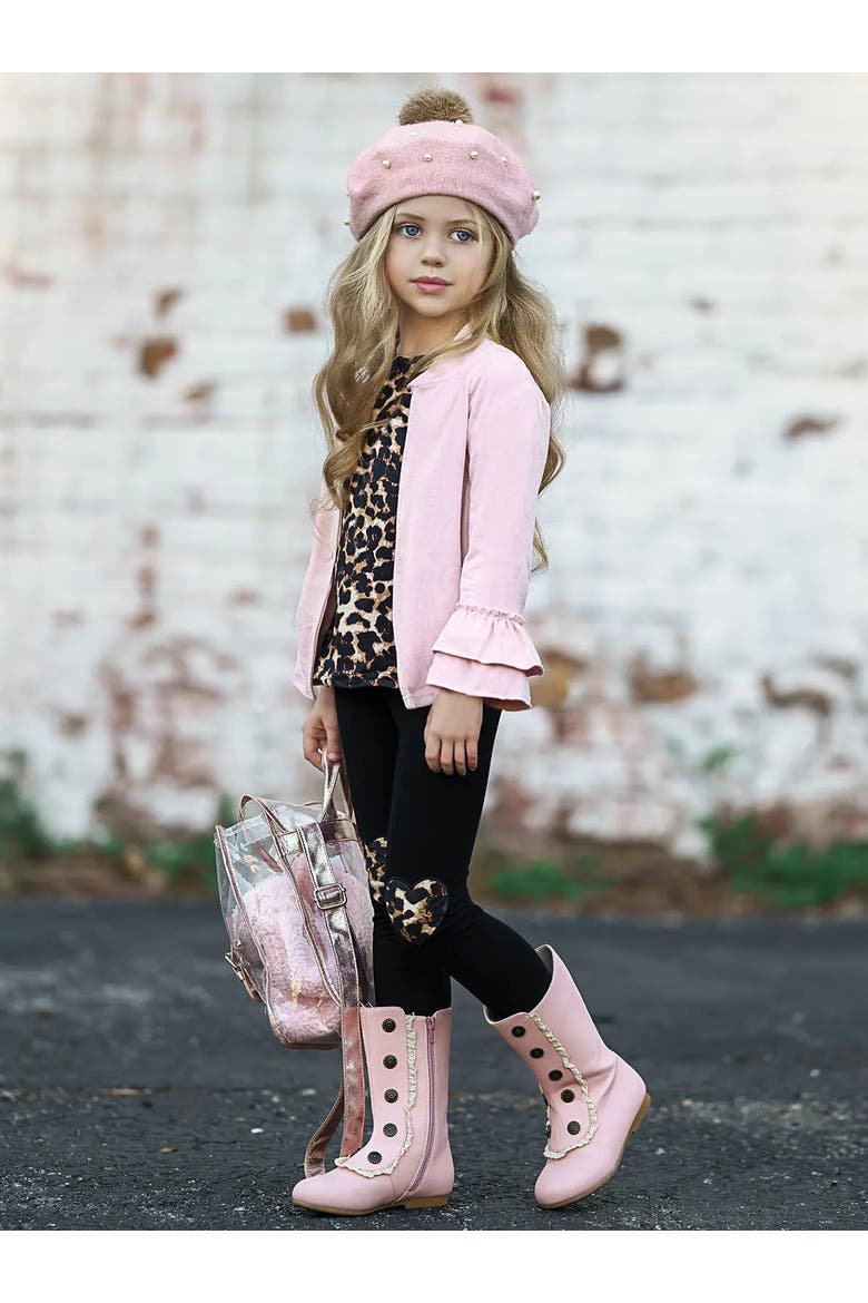 Making Boss Moves Cute Top, Leggings and Jacket Set, Alternate, color, Pink