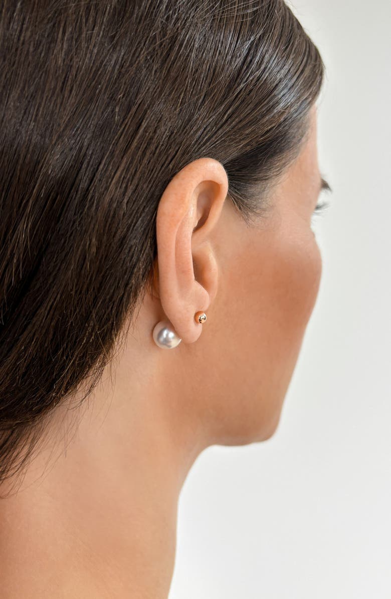 Adornia Spring 2022 14K Yellow Gold Plated Imitation Pearl Double Sided Ball Earrings, Alternate, color, Rose Gold