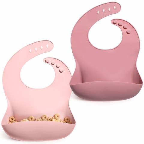 Silicone Baby Bib Set Waterproof Adjustable Food Catcher 2 Piece