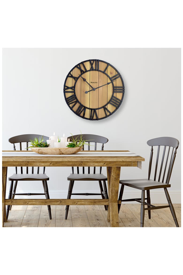 Wood Grain Wall Clock, Alternate, color, BROWN