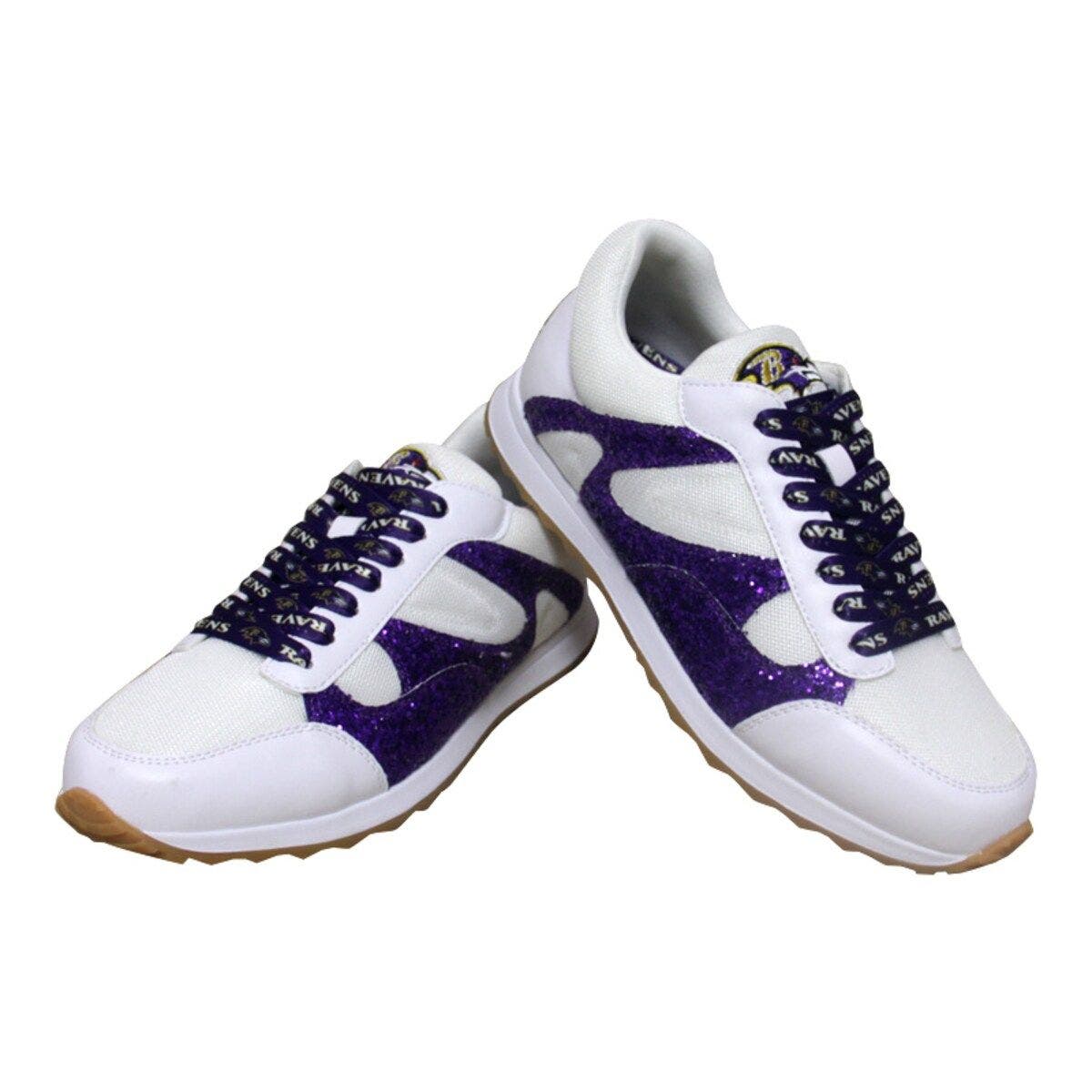CUCE Women's Cuce  White Baltimore Ravens Glitter Sneakers, Alternate, color, 