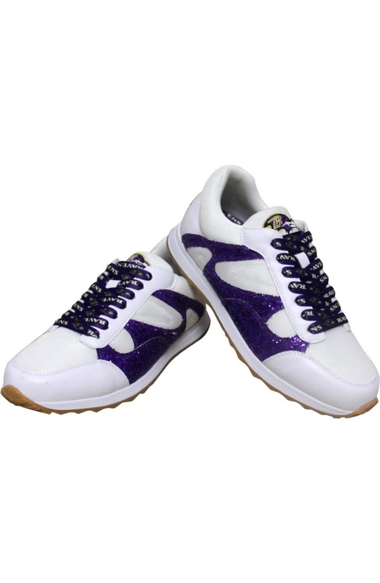 CUCE Women's Cuce White Baltimore Ravens Glitter Sneakers, Alternate, color,