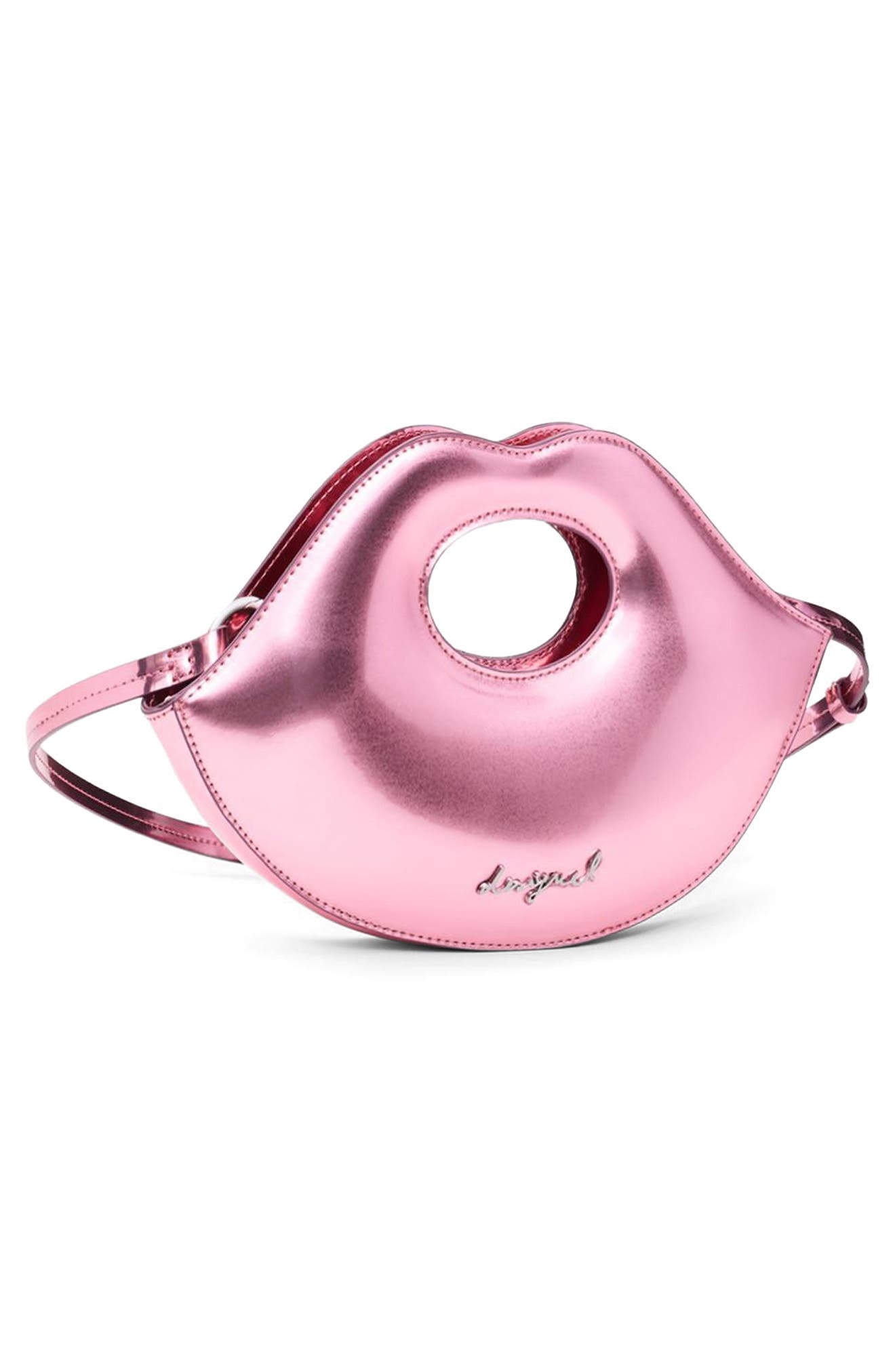 Small Lips Shoulder Bag, Alternate, color, PINK