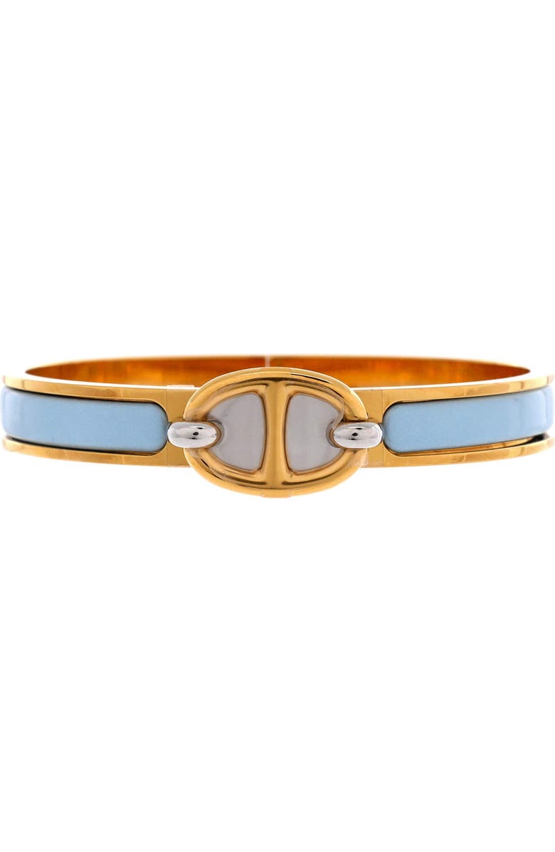 Pre-Owned Hermes Mini Clic Chaine d'Ancre Bracelet Metal and Enamel, Main, color, Blue