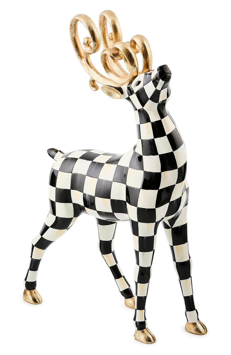 MACKENZIE CHILDS Courtly Check Noel Standing Deer Figurine, Main, color, Courtly