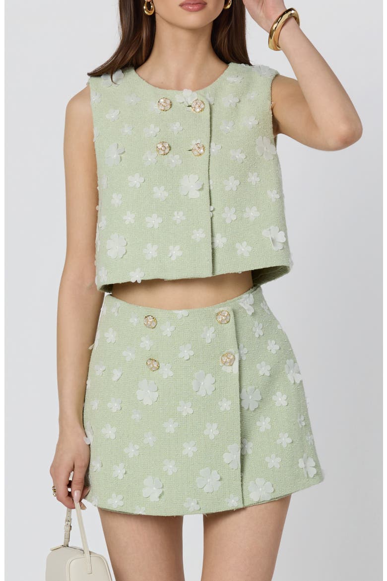 Janell Floral Appliqué Vest, Main, color, MINT