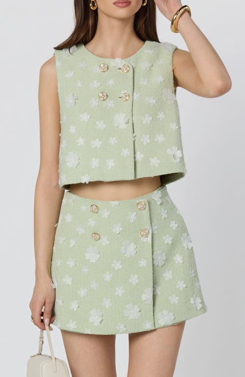 Astr The Label Janell Floral Appliqué Vest In Green