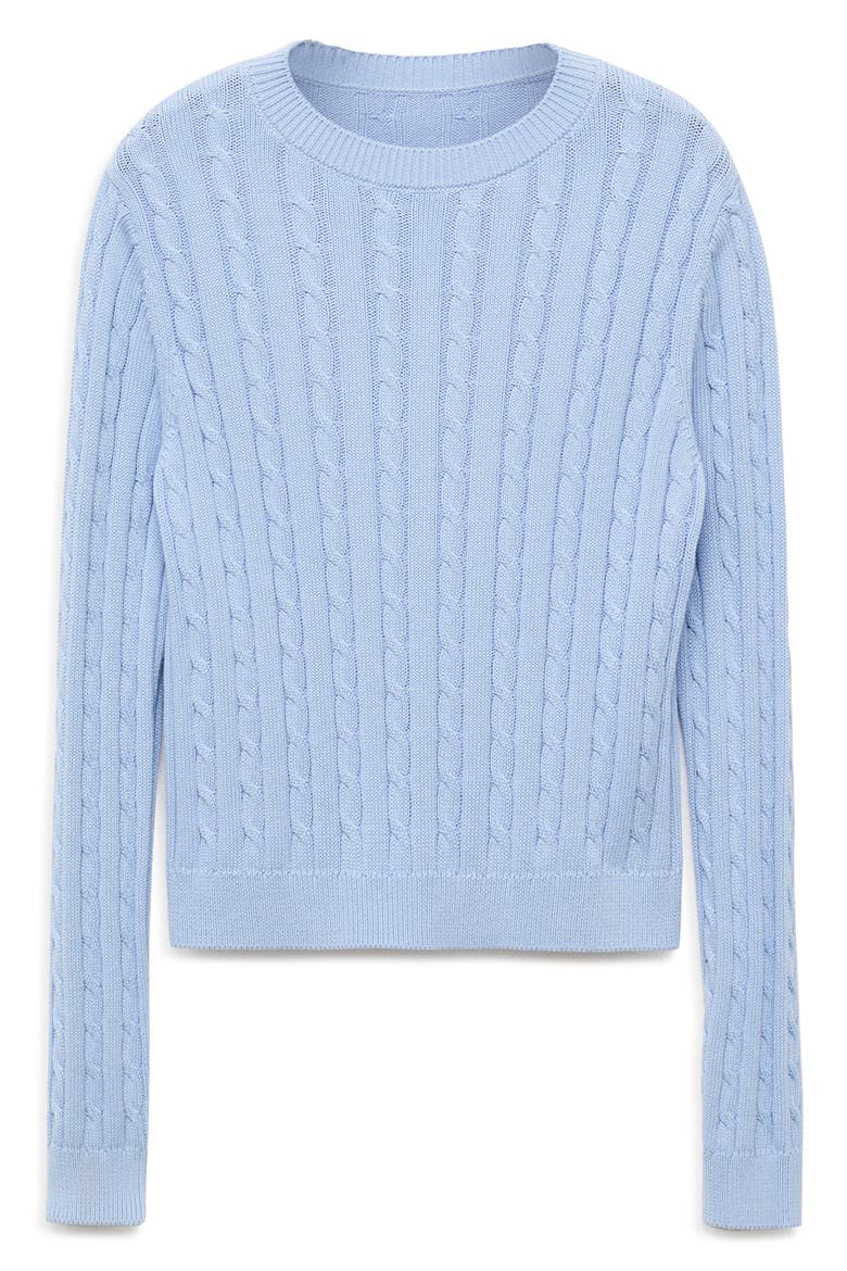 Cable Knit Cotton Sweater, Alternate, color, SKY BLUE