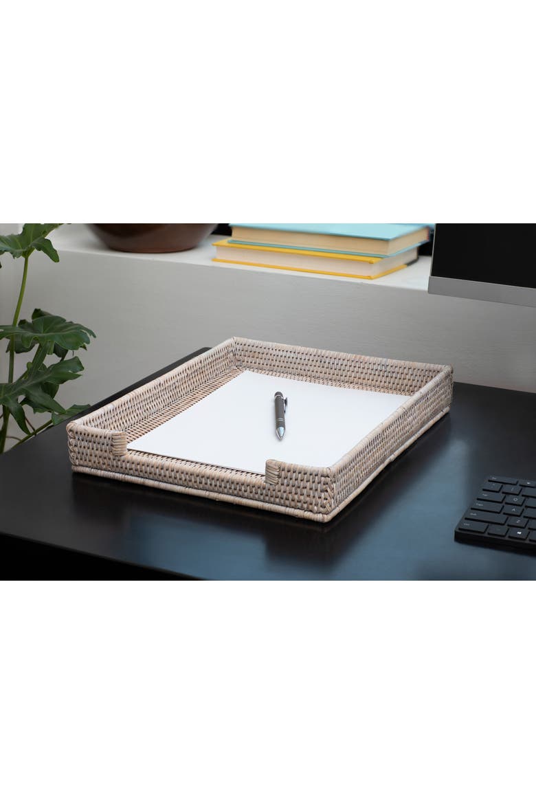 Artifacts Rattan Office Paper Tray, Alternate, color, White Wash