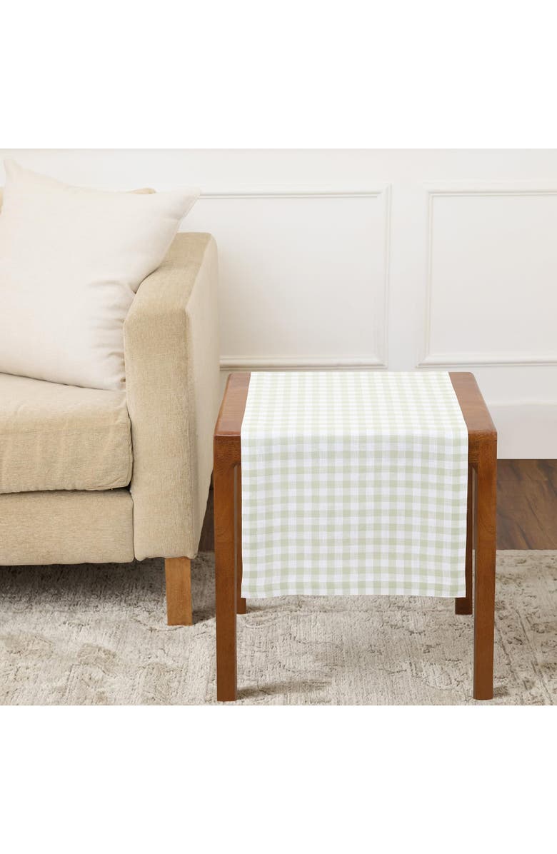 Solino Home Linen Table Runner for Dining Table, Holiday and Everyday Table Decor - Gingham Check, Main, color, Sage