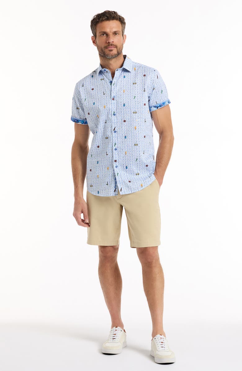 Robert Graham Brew & Chew Short Sleeve Button-Up Shirt, Alternate, color, White