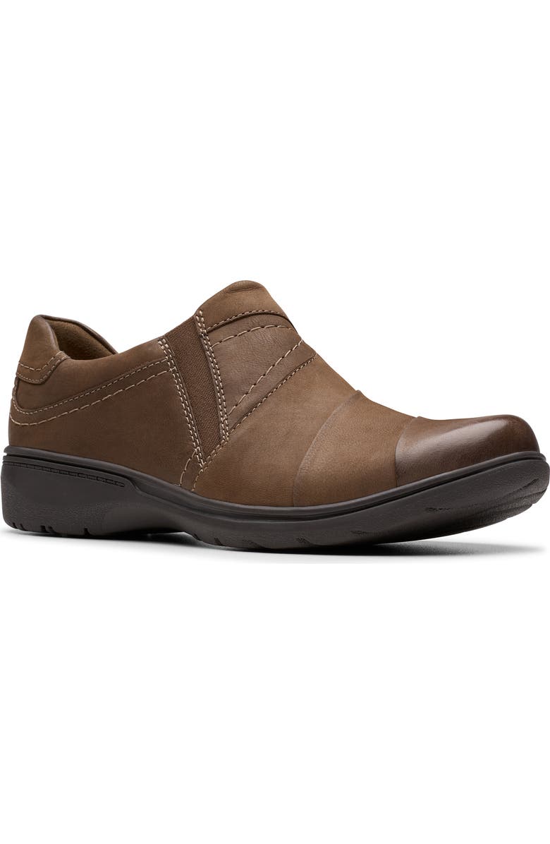 Clarks<sup>®</sup> Carleigh Abby Slip-On Shoe, Main, color, Mushroom Nubuck