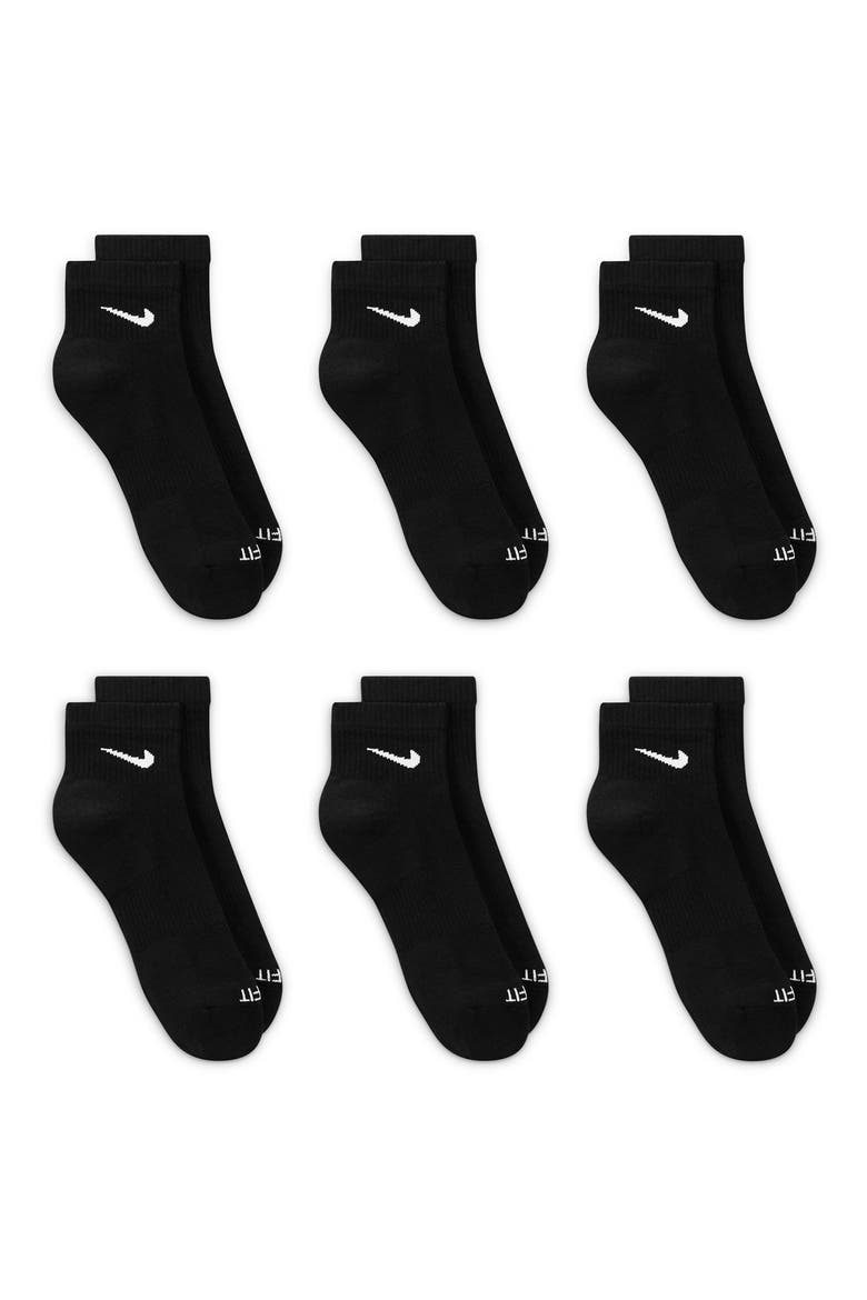 Dri-FIT 6-Pack Everyday Plus Cushioned Low Socks, Alternate, color, BLACK/ WHITE