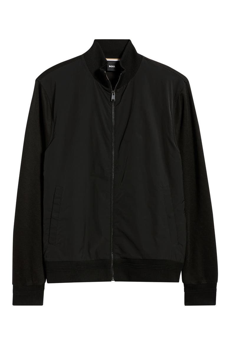 Shepherd Mixed Media Full Zip Sweatshirt, Alternate, color, BLACK