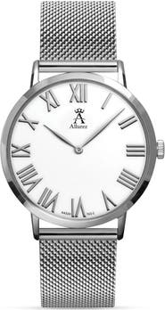 ALLUREZ Men's Stainless Steel Mesh Bracelet Watch