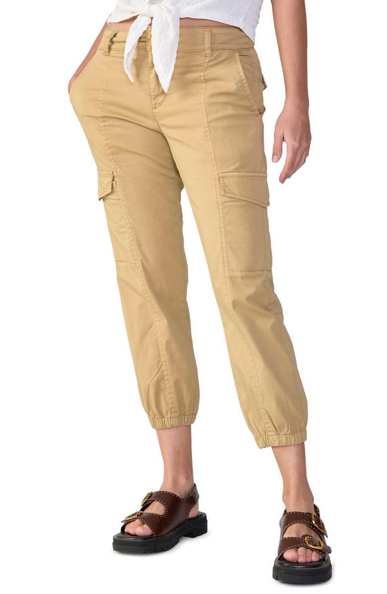 Sanctuary Rebel Crop Stretch Cotton Cargo Pants, Main, color, True Khaki