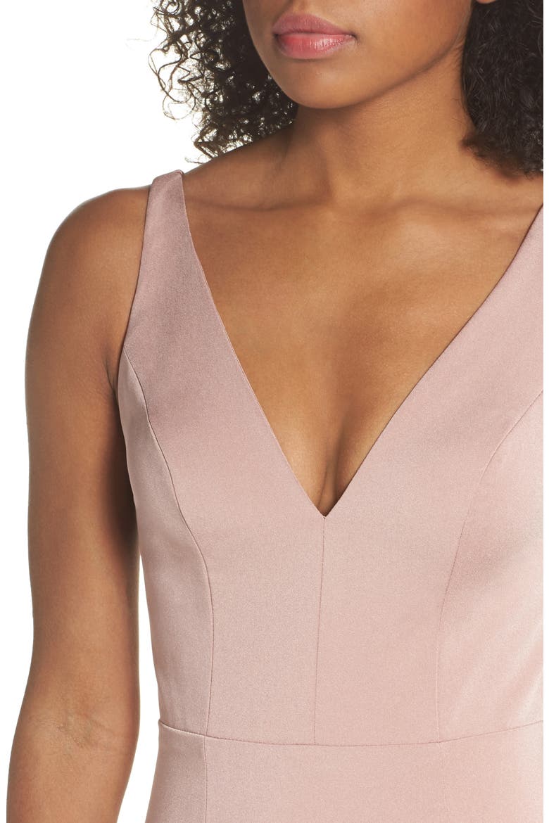 Jade Luxe Crepe V-Neck Gown, Alternate, color, WHIPPED APRICOT