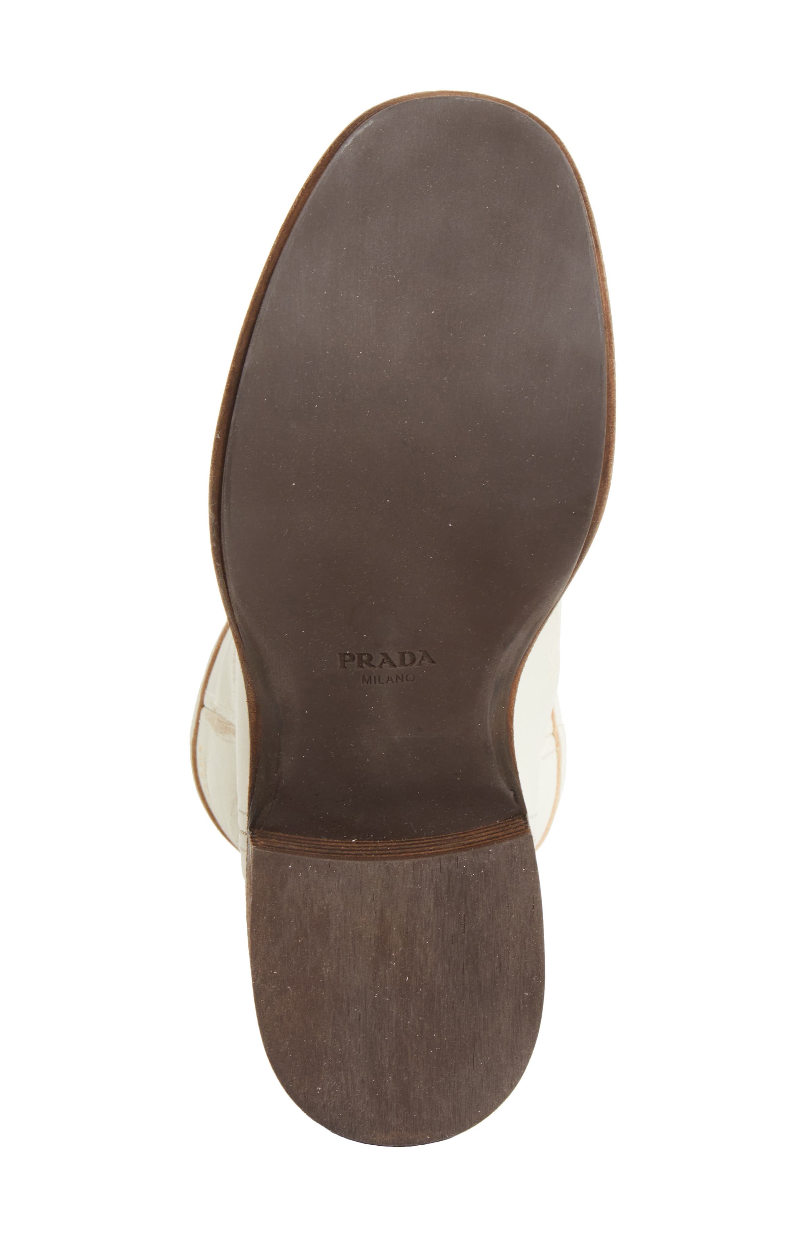 Prada Leather Boot, Alternate, color, Talco