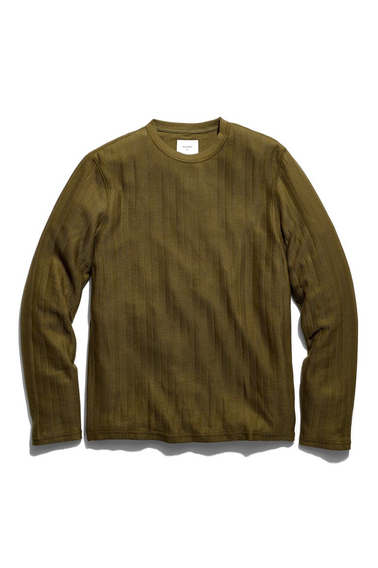 Herringbone Crewneck Long Sleeve T-Shirt, Main, color, DARK OLIVE