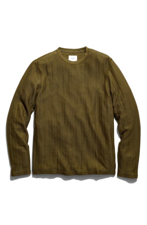 Herringbone Crewneck Long Sleeve T-Shirt