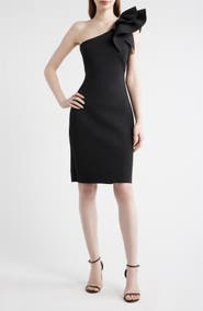 Anne Klein Asymmetric Ruffle One-Shoulder Sheath Cocktail Dress