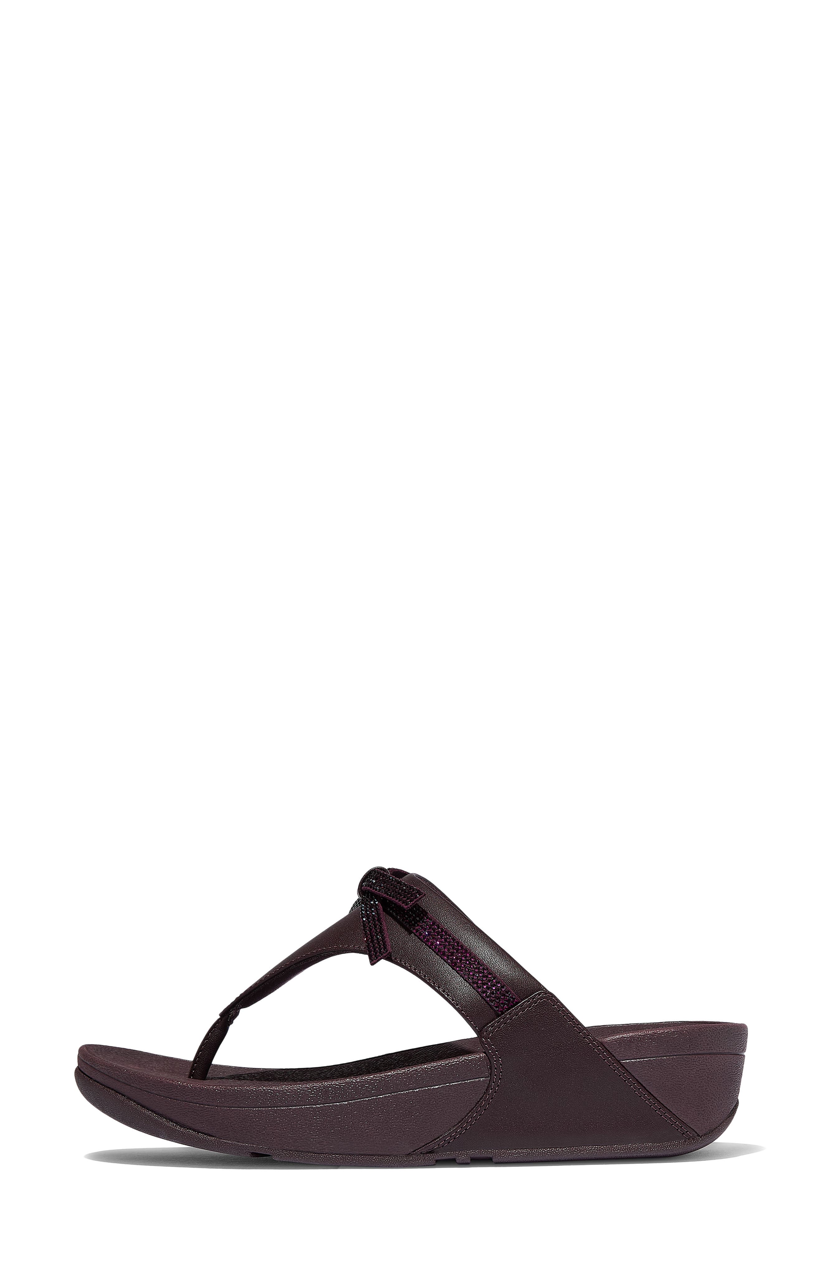 Lulu Glitz Bow Post Toe Wedge Sandal, Alternate, color, PLUMBERRY