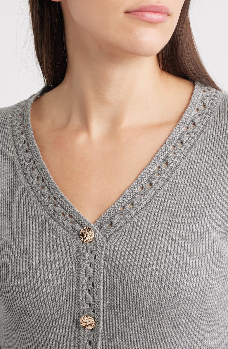 ZOE AND CLAIRE V-Neck Rib Cardigan, Alternate, color,