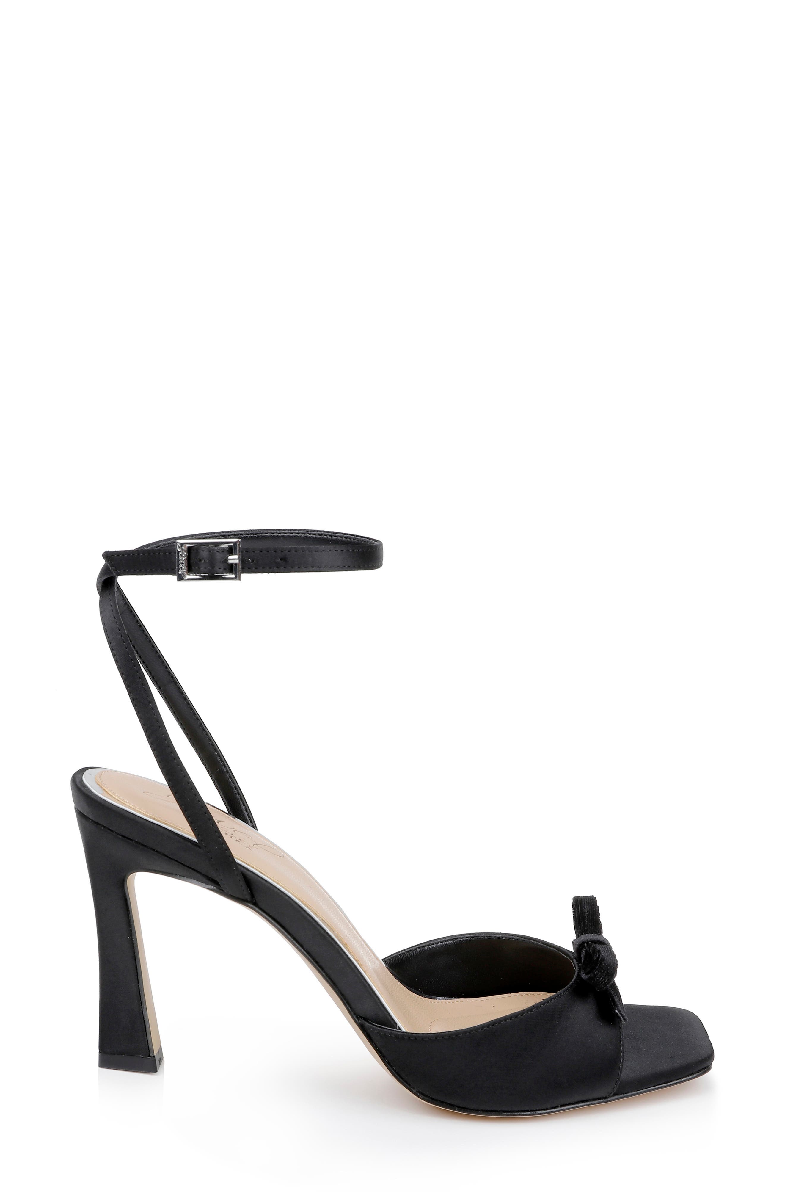Jewel Badgley Mischka Elisha Ankle Strap Sandal, Alternate, color, Black Satin
