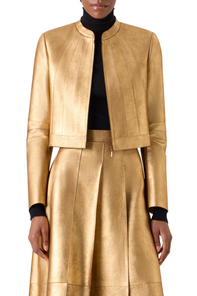 Klaus Leather Jacket, Main, color, GOLD